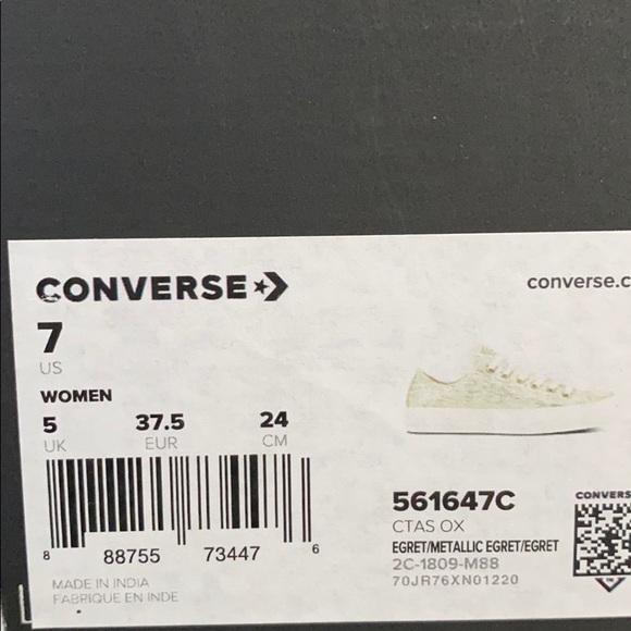 🌸 Sale 🌸 Converse Ctas Metallic Egret Suede Low Top Women's Size 9 561647C - Picture 7 of 8